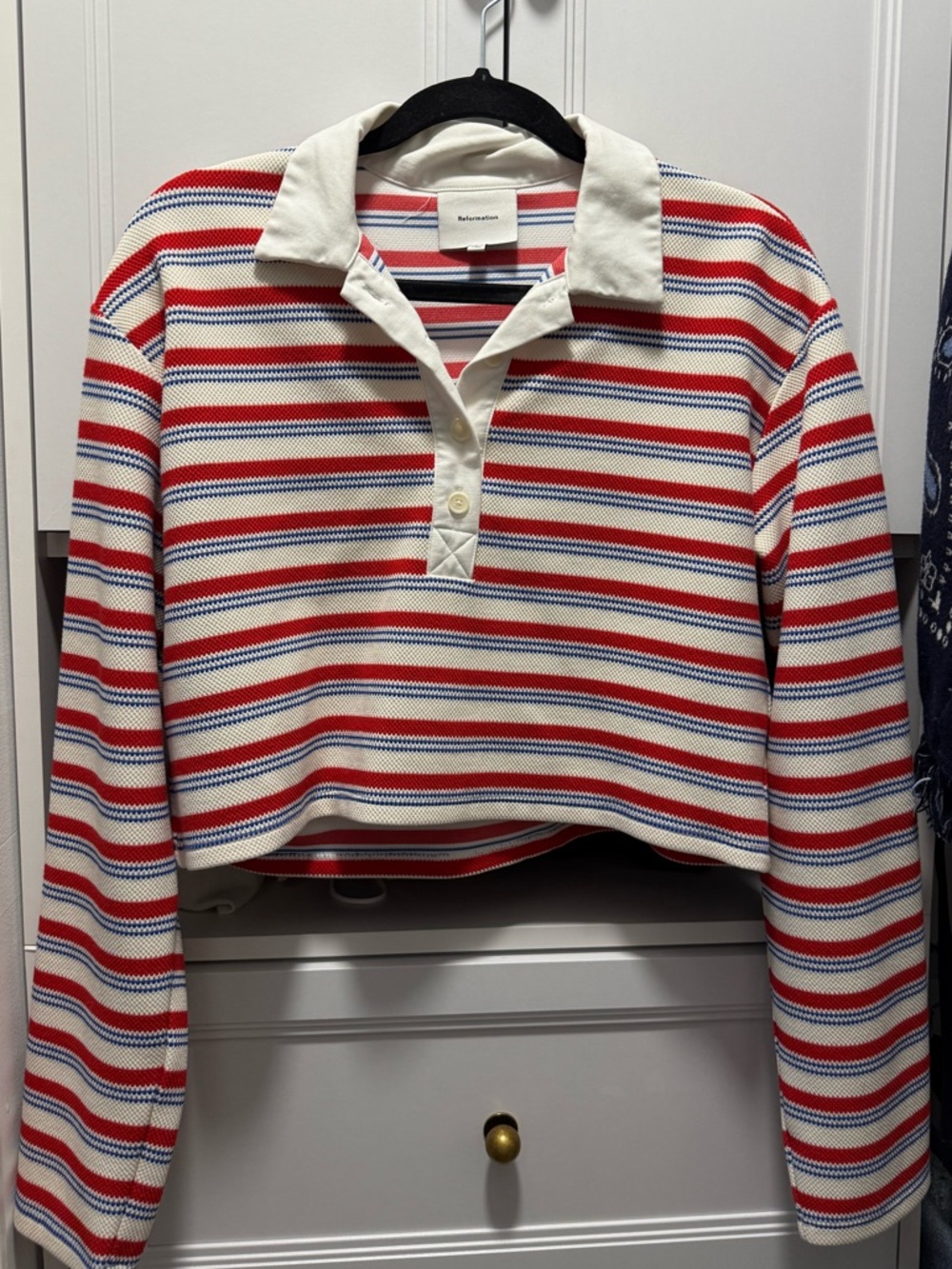 Reformation Anna Rugby Crop Knit Top - Picture 2 of 4